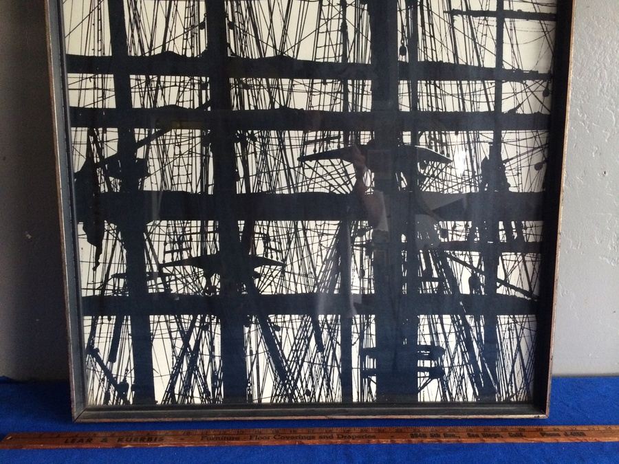 Vintage Framed Ship Rigging B&W Print [Photo 2]