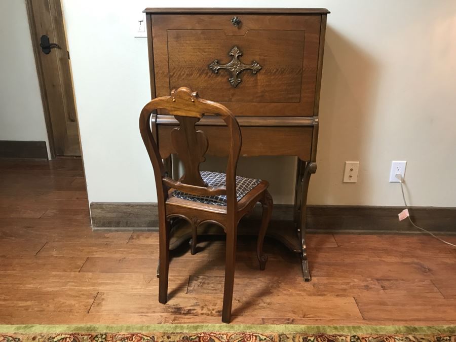 Antique Wooden Desk With Chair See Photos Inside Desk [Photo 1]
