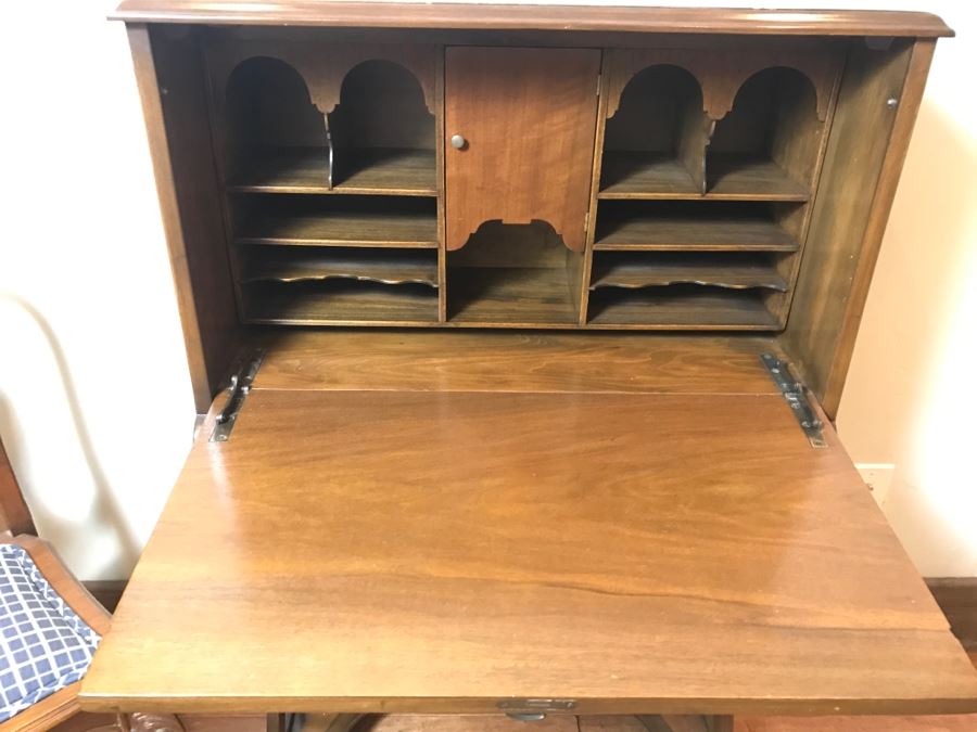 Antique Wooden Desk With Chair See Photos Inside Desk [Photo 9]