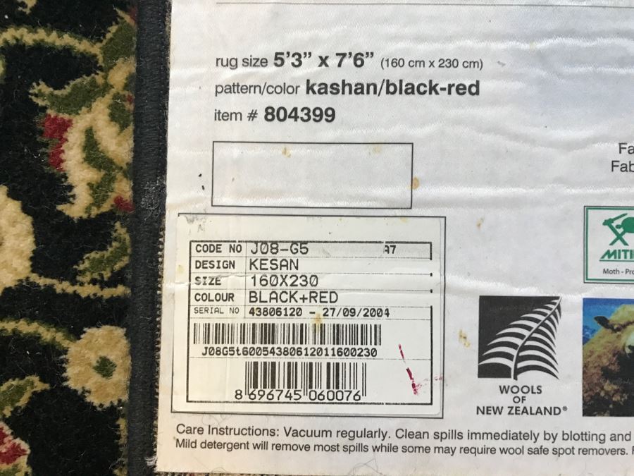 100% Premium New Zealand Wool Area Rug Made In Turkey 5'3 X 7'6' Blacks Reds Kashan [Photo 10]