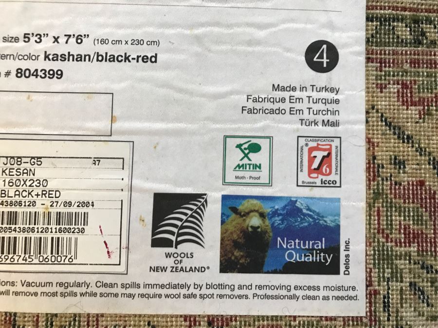 100% Premium New Zealand Wool Area Rug Made In Turkey 5'3 X 7'6' Blacks Reds Kashan [Photo 11]