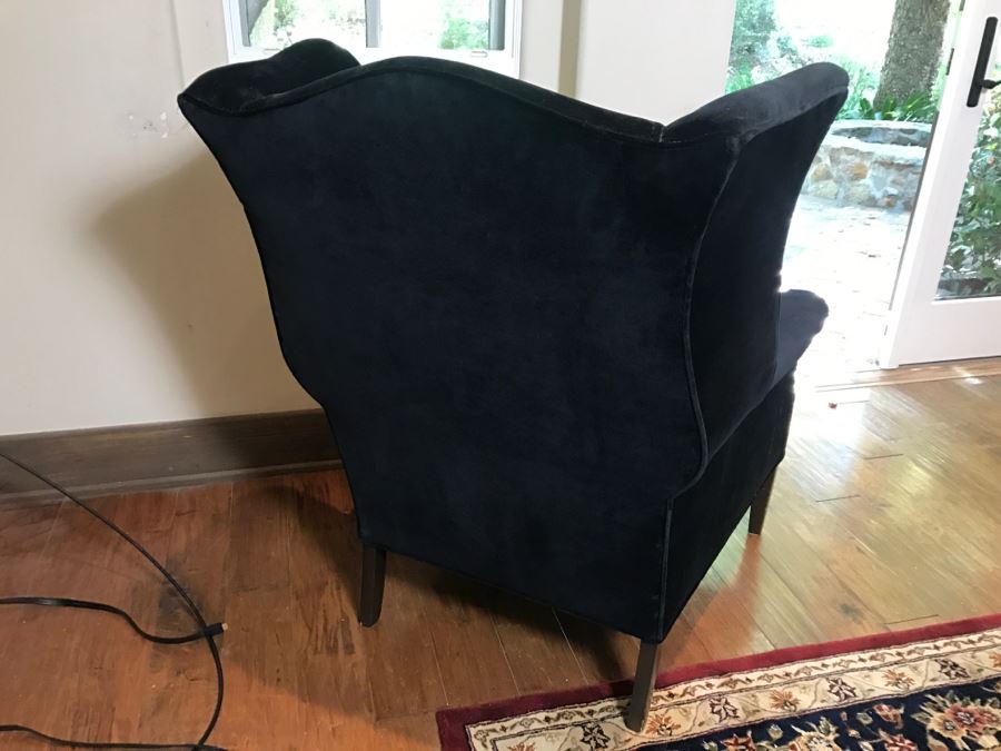 Richter Furniture Black Wingback Armchair With Brass Nailheads [Photo 9]