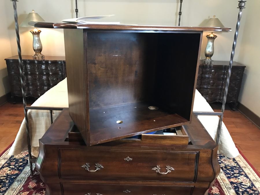 INCA Power Ride TV Lift With Remote (Use As Safe) Note That One Of Faux Pulls Is Damaged [Photo 4]