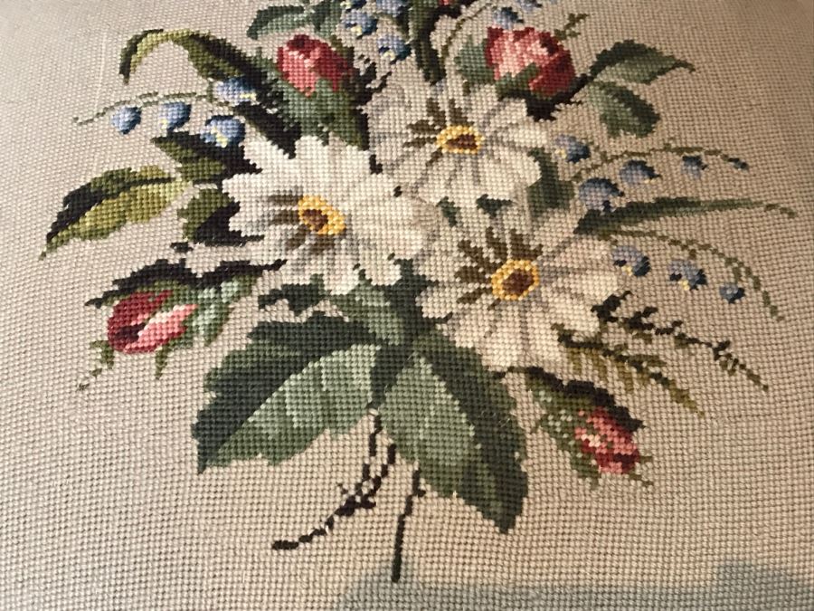 Antique Needlepoint Armchair - See Photos Where Back Of Needlepoint Needs Repair [Photo 7]