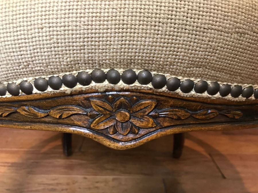 Antique Needlepoint Armchair - See Photos Where Back Of Needlepoint Needs Repair [Photo 5]