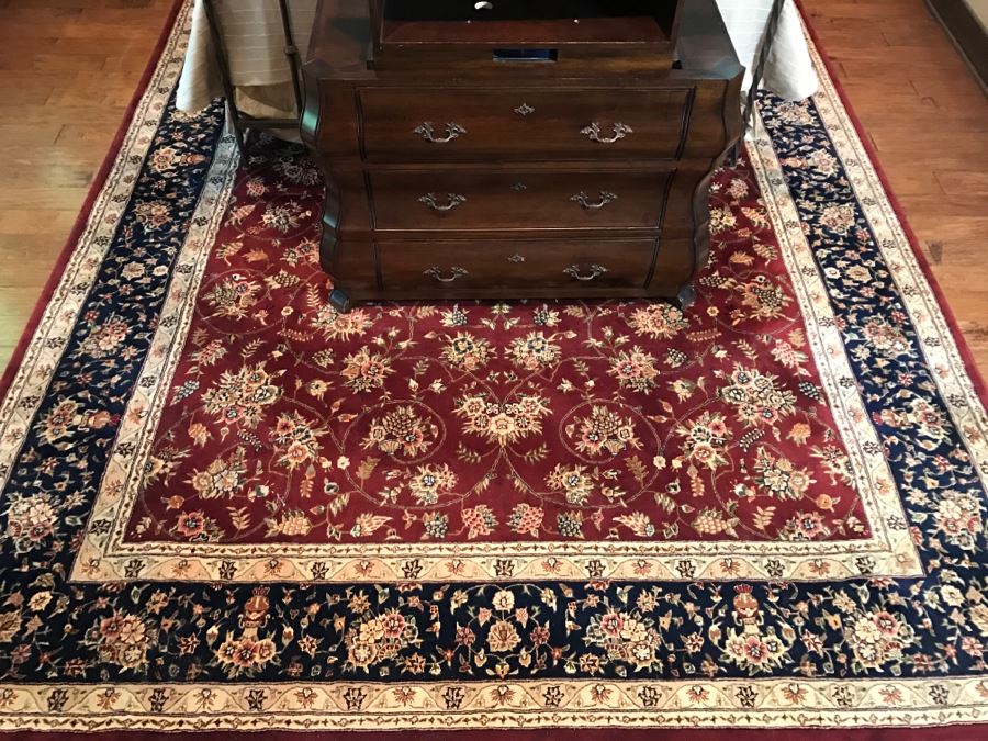 100% Silk And Wool Pile Rug 10' X 14'