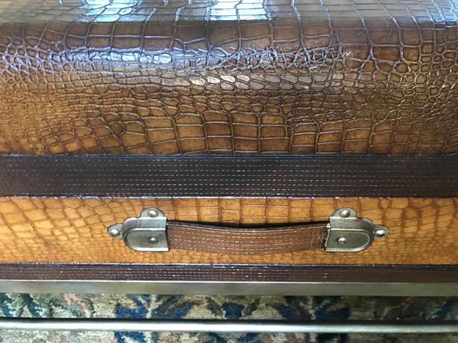 Faux Trunk Coffee Table With Metal Base [Photo 4]