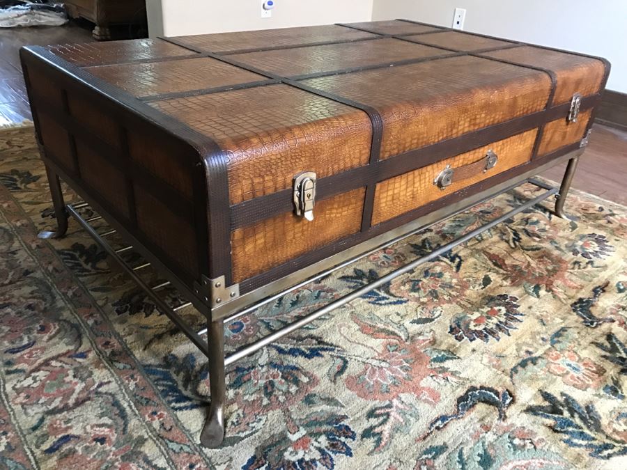 Faux Trunk Coffee Table With Metal Base [Photo 7]