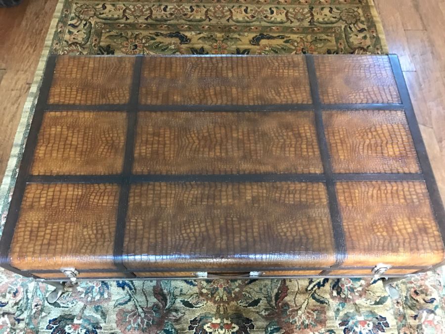 Faux Trunk Coffee Table With Metal Base [Photo 6]