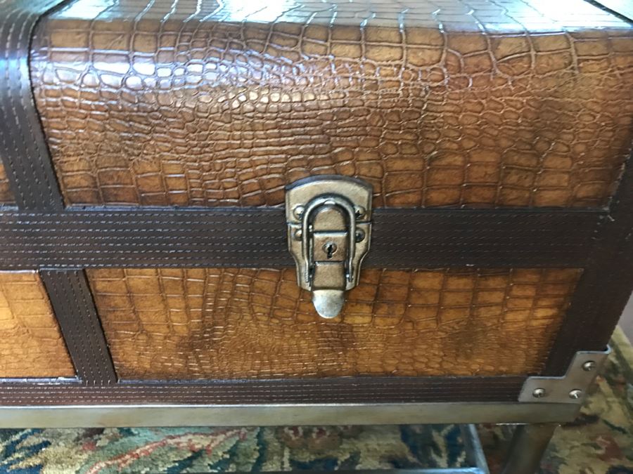 Faux Trunk Coffee Table With Metal Base [Photo 5]