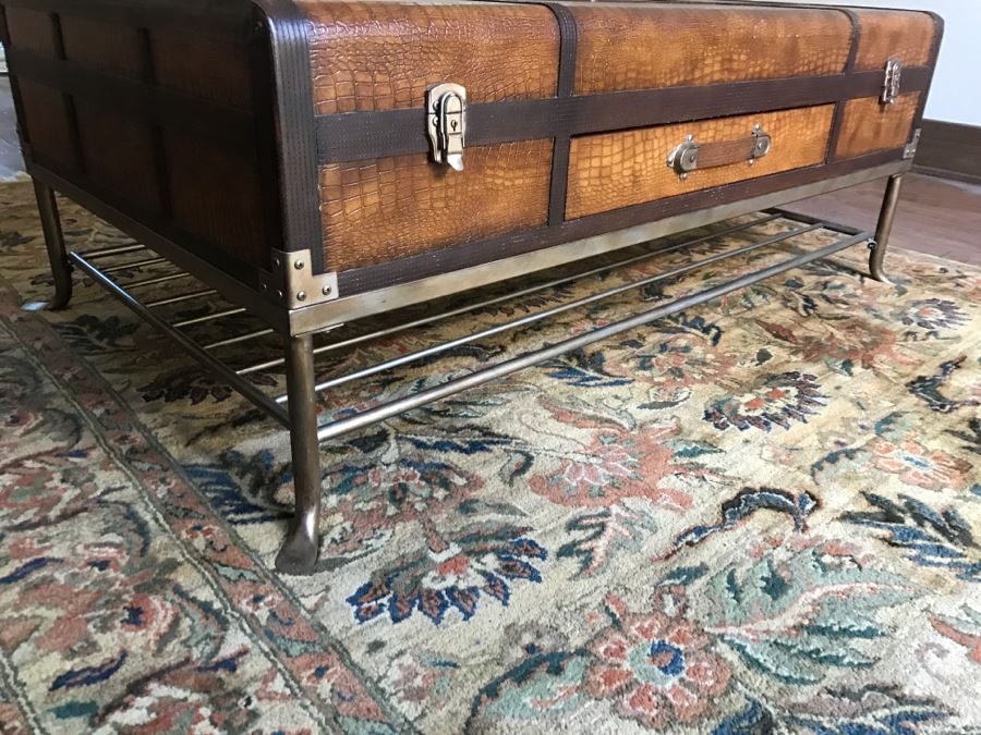 Faux Trunk Coffee Table With Metal Base [Photo 8]