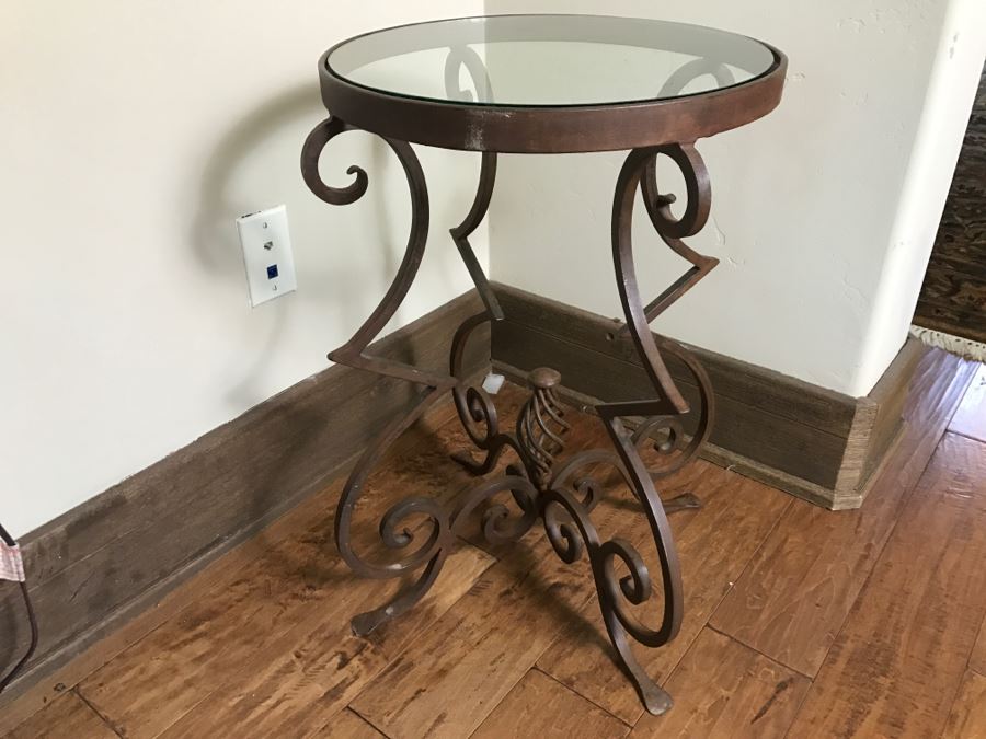 Metal Round Glass Top Side Table [Photo 2]