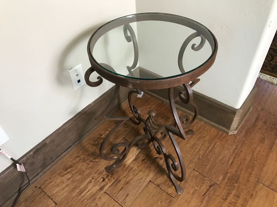 Metal Round Glass Top Side Table [Photo 3]