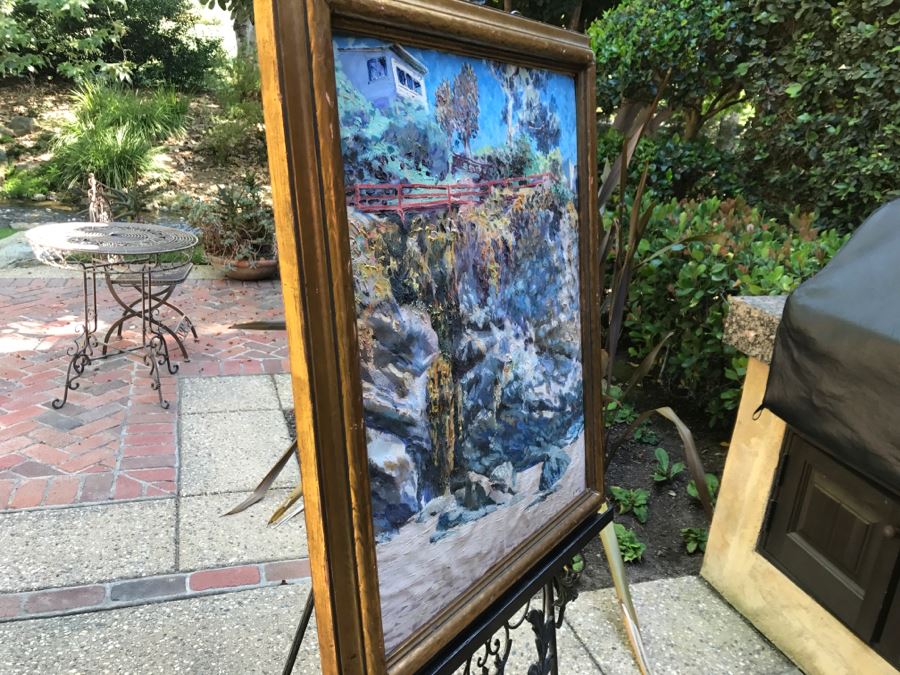 Original Plein Air Oil Painting On Canvas Panel By FORT Titled 'Cliff With Red Fence' 24' X 30' [Photo 10]