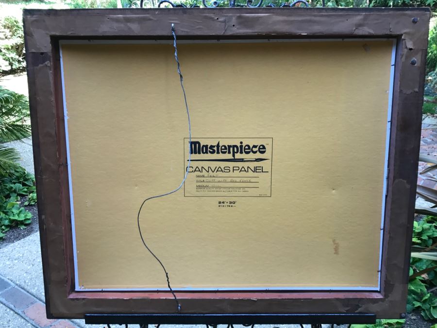 Original Plein Air Oil Painting On Canvas Panel By FORT Titled 'Cliff With Red Fence' 24' X 30' [Photo 13]