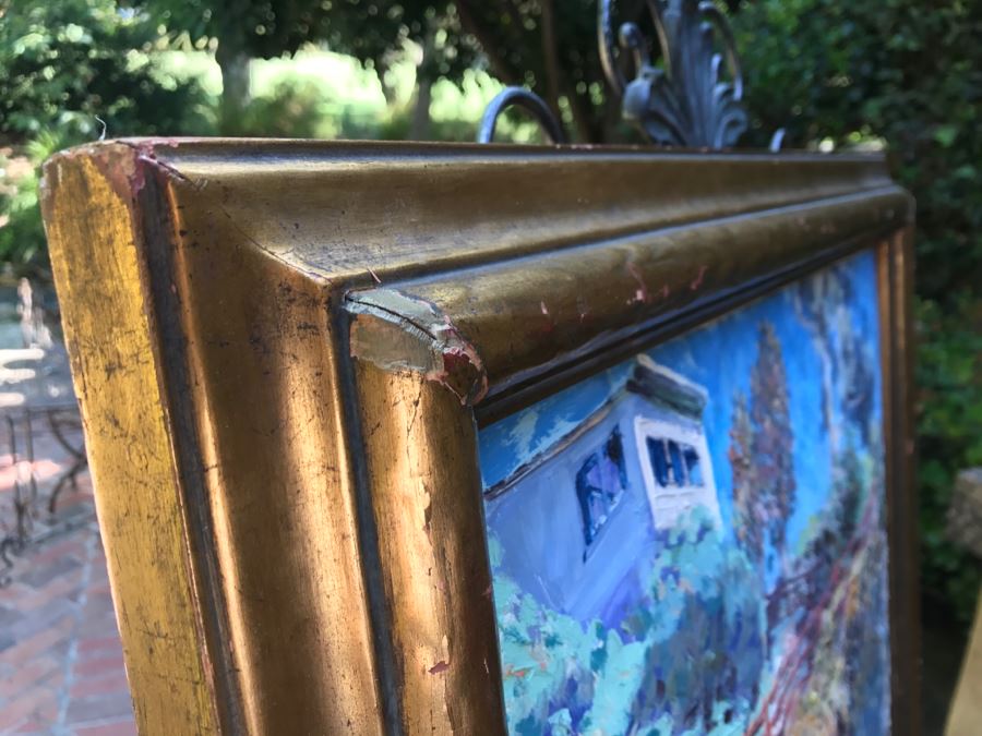 Original Plein Air Oil Painting On Canvas Panel By FORT Titled 'Cliff With Red Fence' 24' X 30' [Photo 12]