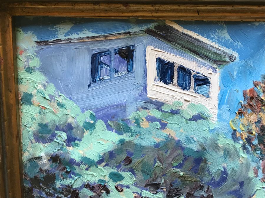 Original Plein Air Oil Painting On Canvas Panel By FORT Titled 'Cliff With Red Fence' 24' X 30' [Photo 5]