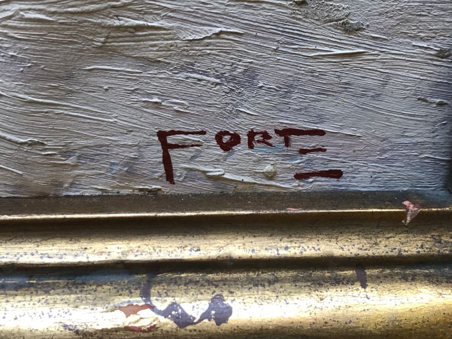 Original Plein Air Oil Painting On Canvas Panel By FORT Titled 'Cliff With Red Fence' 24' X 30' [Photo 4]