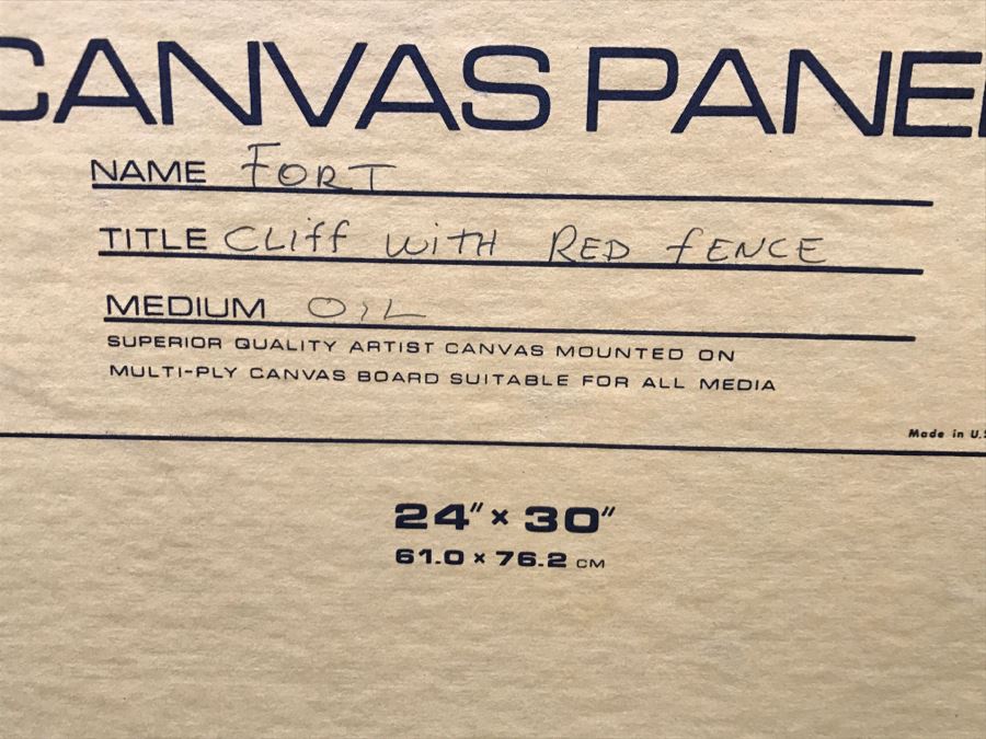 Original Plein Air Oil Painting On Canvas Panel By FORT Titled 'Cliff With Red Fence' 24' X 30' [Photo 15]