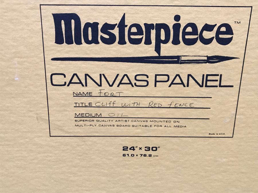 Original Plein Air Oil Painting On Canvas Panel By FORT Titled 'Cliff With Red Fence' 24' X 30' [Photo 14]