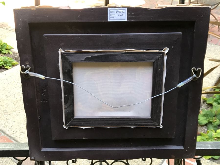 Original Painting On Canvas In Stunning Frame Of Sitting Woman Looking At Vanity Mirror Signed S. Potter? [Photo 13]