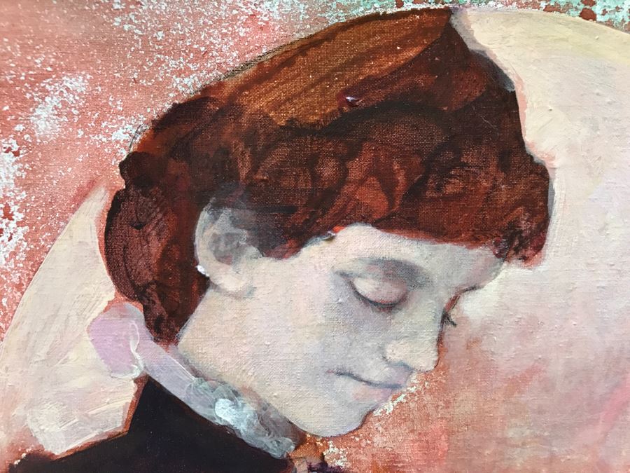 Original Vintage 1974 Dorothy Orr Oil Painting On Canvas Titled 'Mother & Child' D. Orr [Photo 4]