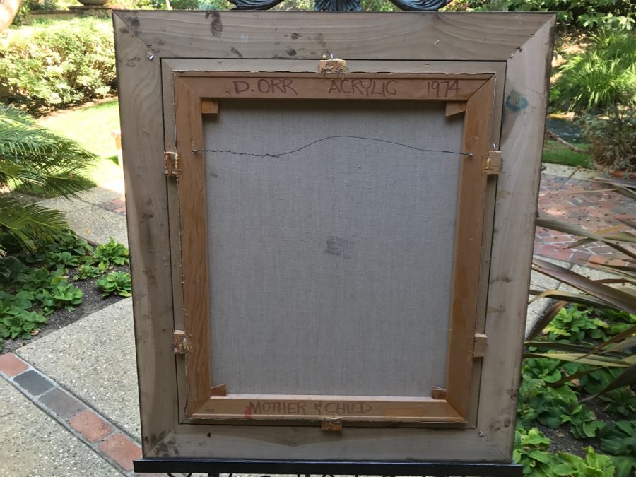 Original Vintage 1974 Dorothy Orr Oil Painting On Canvas Titled 'Mother & Child' D. Orr [Photo 13]