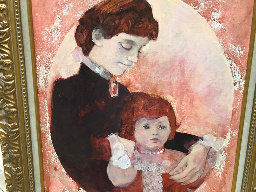 Original Vintage 1974 Dorothy Orr Oil Painting On Canvas Titled 'Mother & Child' D. Orr [Photo 12]