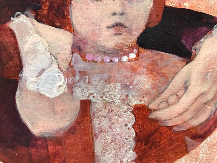 Original Vintage 1974 Dorothy Orr Oil Painting On Canvas Titled 'Mother & Child' D. Orr [Photo 7]