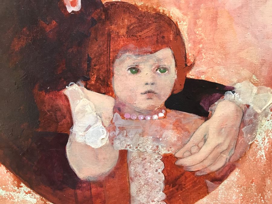 Original Vintage 1974 Dorothy Orr Oil Painting On Canvas Titled 'Mother & Child' D. Orr [Photo 6]