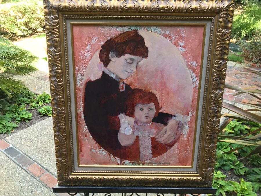 Original Vintage 1974 Dorothy Orr Oil Painting On Canvas Titled 'Mother & Child' D. Orr [Photo 11]