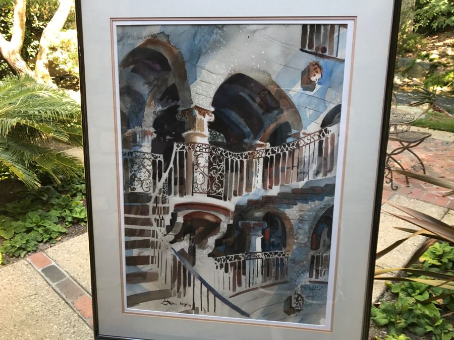 Original Watercolor Painting By Don O'Neill (1924-2007) Titled 'Rotunda VIII' Estimate $900
