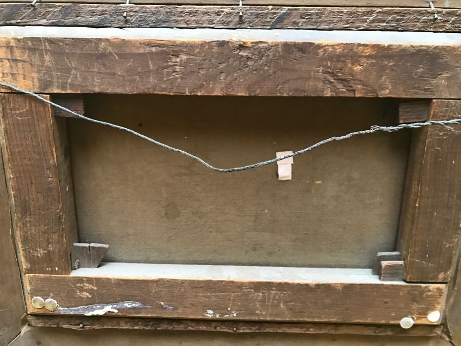Antique Plein Air Oil Painting On Canvas In Antique Frame No Signature Found (Some Damage To Canvas See Photos) [Photo 18]