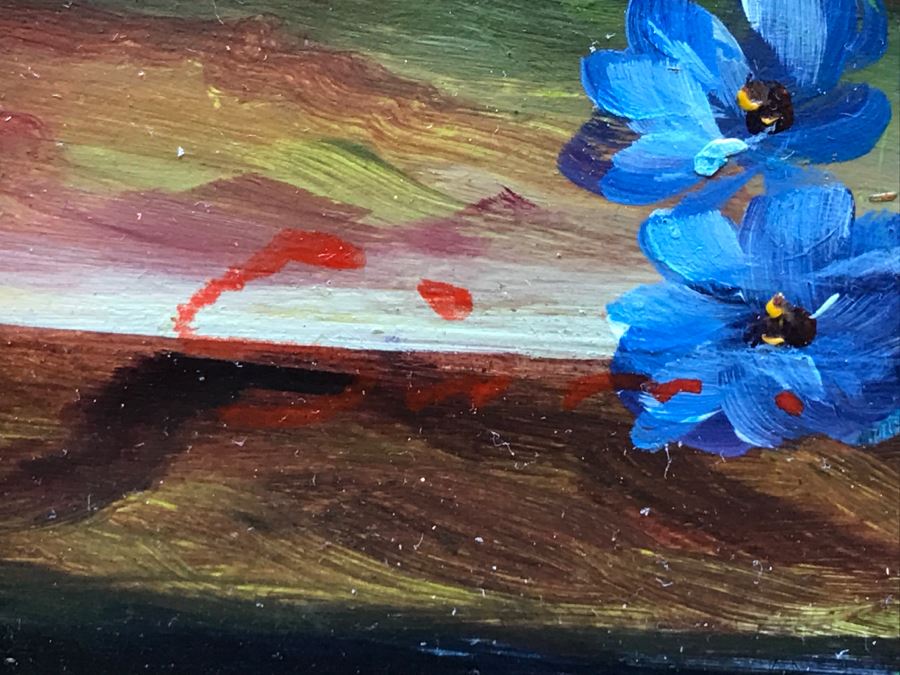 Original Floral Still Life Oil Painting Signature Illegible [Photo 10]