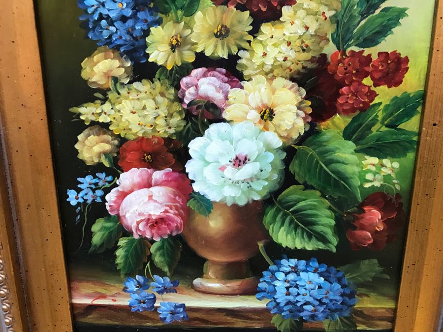 Original Floral Still Life Oil Painting Signature Illegible [Photo 4]