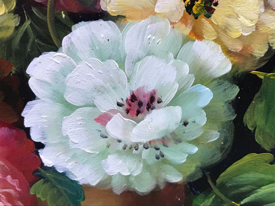 Original Floral Still Life Oil Painting Signature Illegible [Photo 6]