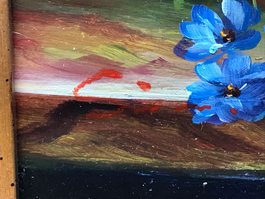 Original Floral Still Life Oil Painting Signature Illegible [Photo 9]