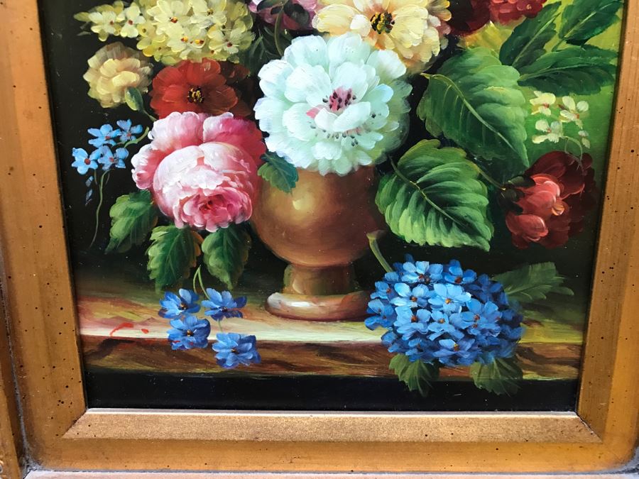 Original Floral Still Life Oil Painting Signature Illegible [Photo 5]