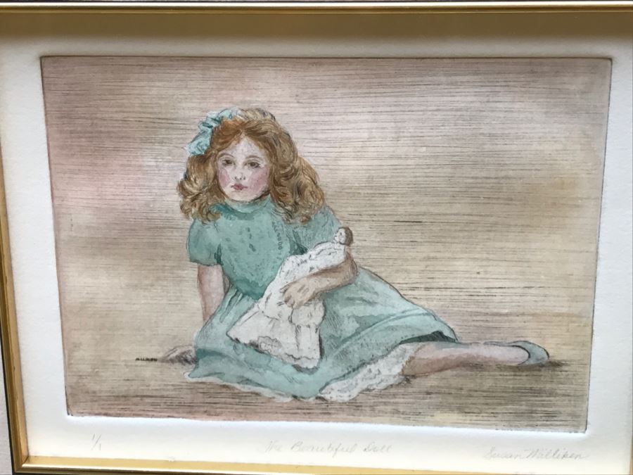 Susan Milliken Etching Of Girl With Doll Hand Signed 1 Of 1 [Photo 3]