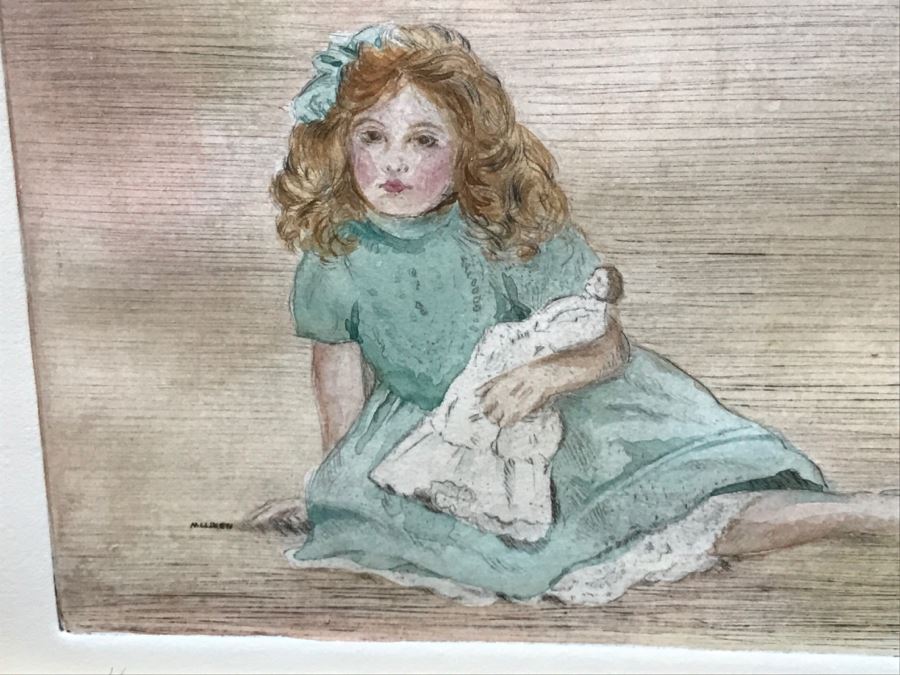 Susan Milliken Etching Of Girl With Doll Hand Signed 1 Of 1 [Photo 4]