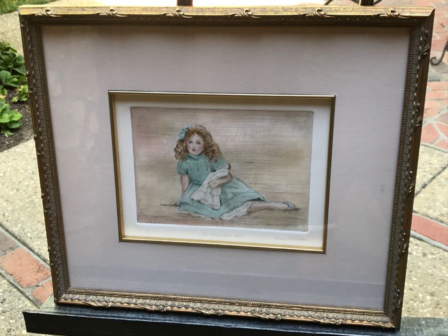 Susan Milliken Etching Of Girl With Doll Hand Signed 1 Of 1 [Photo 2]