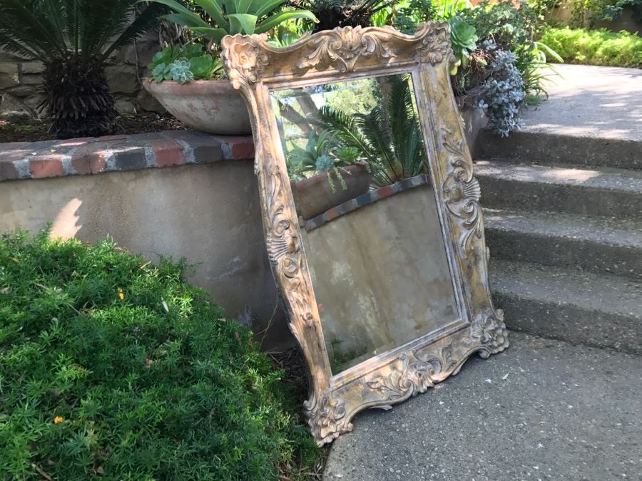 Stunning Beveled Glass Mirror With Gilded Foam Frame Lightweight For Hanging [Photo 4]