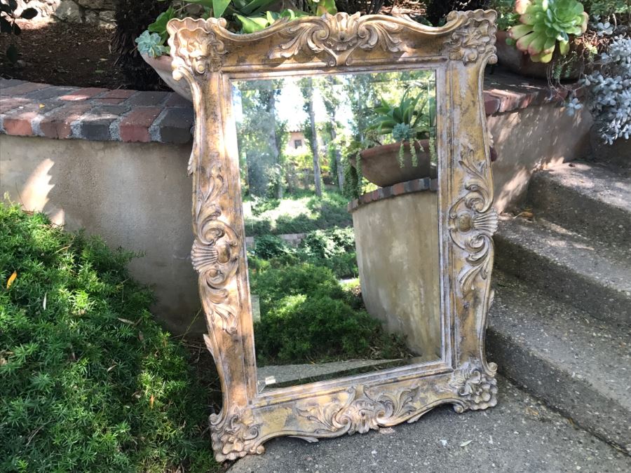 Stunning Beveled Glass Mirror With Gilded Foam Frame Lightweight For Hanging [Photo 3]