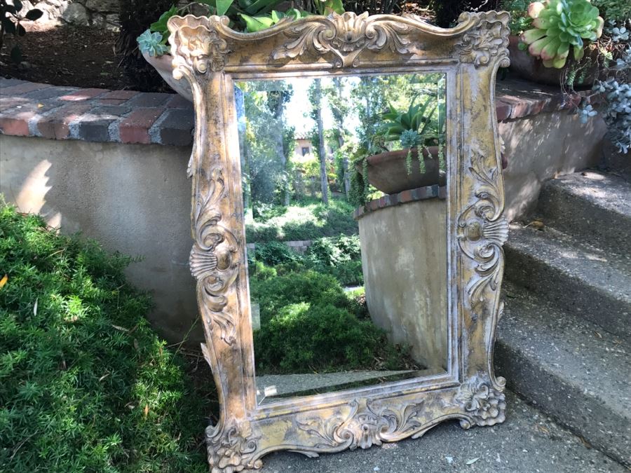 Stunning Beveled Glass Mirror With Gilded Foam Frame Lightweight For Hanging [Photo 1]