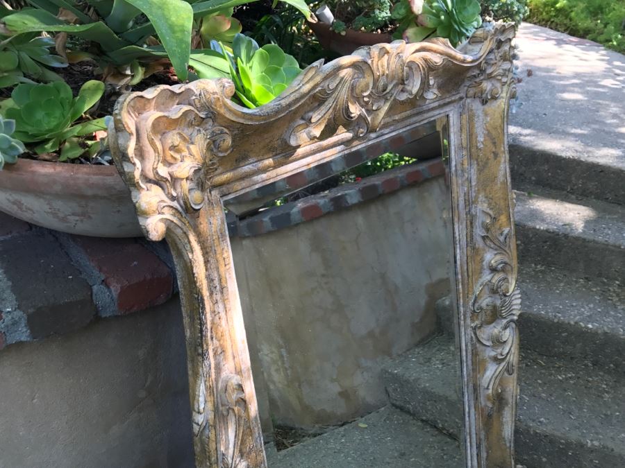 Stunning Beveled Glass Mirror With Gilded Foam Frame Lightweight For Hanging [Photo 5]