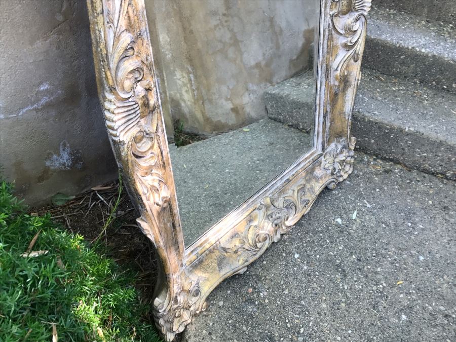 Stunning Beveled Glass Mirror With Gilded Foam Frame Lightweight For Hanging [Photo 10]