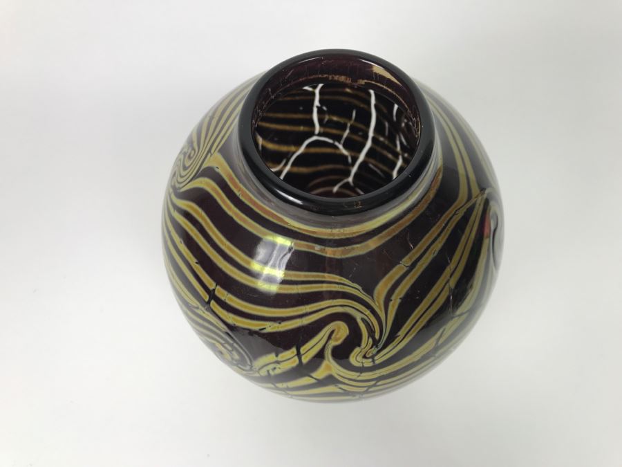 Art Glass Vase Signed CJK 2009 [Photo 3]