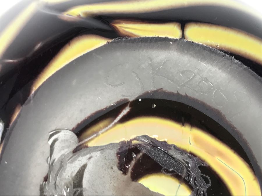 Art Glass Vase Signed CJK 2009 [Photo 10]