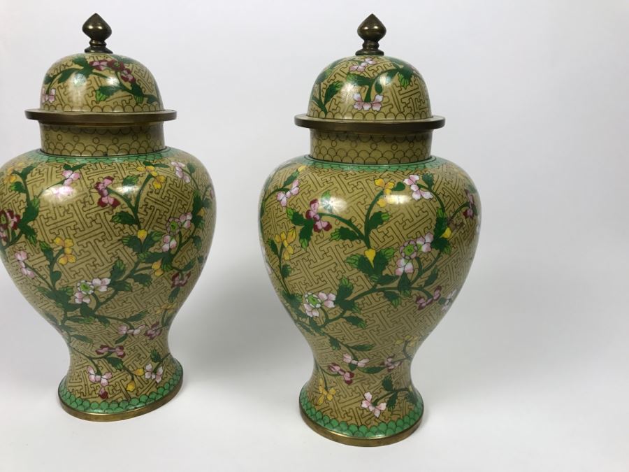 Pair Of Chinese Cloisonne Ginger Jars Vases [Photo 7]