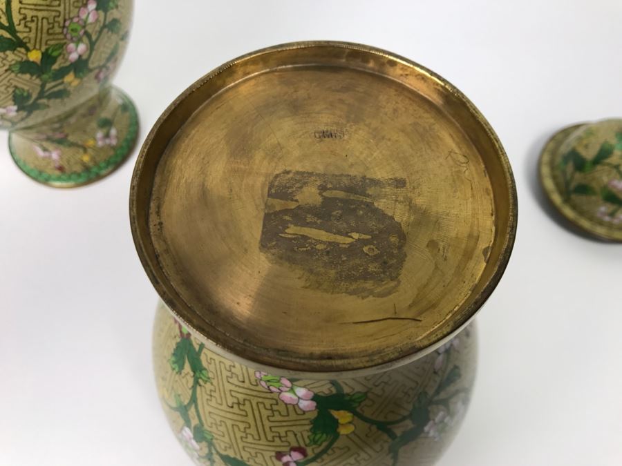 Pair Of Chinese Cloisonne Ginger Jars Vases [Photo 9]